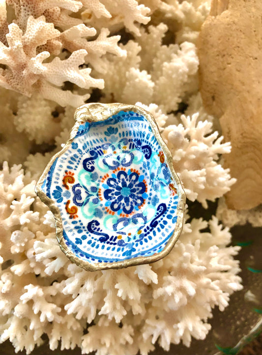 Boho Decoupage Oyster Vanity Dish